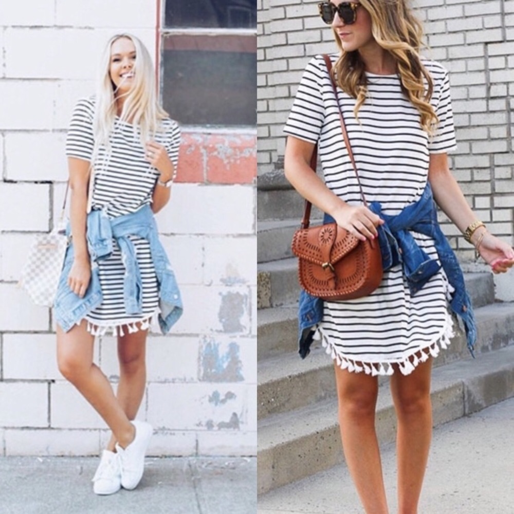 LAST: Small Striped Fringe Dress - Picture 3 of 8